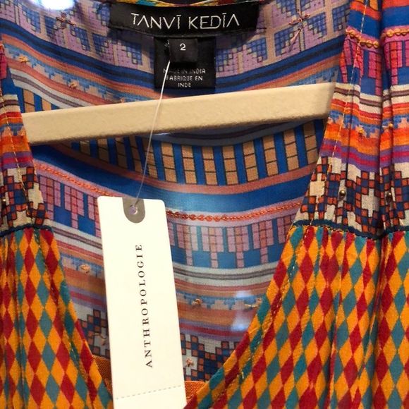 Anthropologie Embellished Chiffon Swing Maxi  Dress 2 - Picture 6 of 8